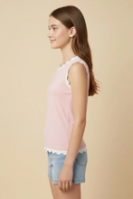 Load image into Gallery viewer, Contrast Scalloped Detail Tank Pink - Youth