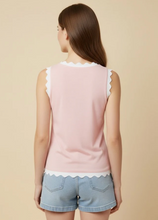 Load image into Gallery viewer, Contrast Scalloped Detail Tank Pink - Youth