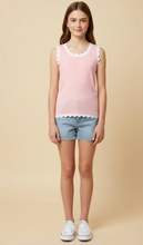 Load image into Gallery viewer, Contrast Scalloped Detail Tank Pink - Youth