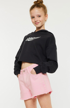 Load image into Gallery viewer, High Rise Frey Denim Shorts Pink - Youth