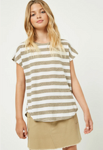 Load image into Gallery viewer, Stripe Knit Oversized Short Sleeve - Mocha