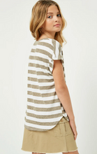 Load image into Gallery viewer, Stripe Knit Oversized Short Sleeve - Mocha