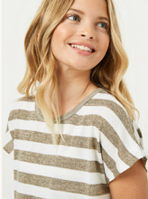 Load image into Gallery viewer, Stripe Knit Oversized Short Sleeve - Mocha