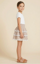 Load image into Gallery viewer, Lace Trim Gingham Skirt Taupe - Youth