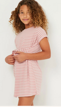 Load image into Gallery viewer, Striped Tie Waist T-Shirt Dress - Youth