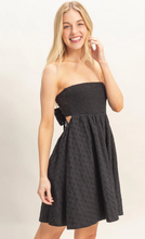 Load image into Gallery viewer, Eyelet Smocked Strapless Dress - Black