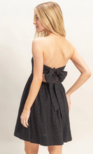 Load image into Gallery viewer, Eyelet Smocked Strapless Dress - Black