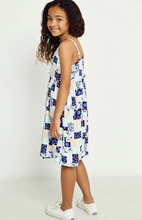 Load image into Gallery viewer, Strappy Handkerchief Print Dress Blue Multi - Youth