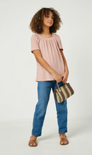 Load image into Gallery viewer, Ruffled Wide Neck Knit Top Pink - Youth