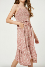 Load image into Gallery viewer, Printed Smocked Ruffle Midi Dress Mauve - Youth