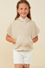 Load image into Gallery viewer, Scallop Contrast Stitch Hooded Sweater Taupe- Youth