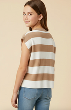 Load image into Gallery viewer, Striped Soft Boxy Tee Taupe - Youth