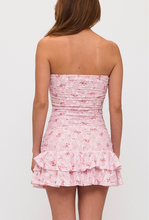 Load image into Gallery viewer, Strapless Floral Lace Mini Dress - Pink