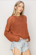 Load image into Gallery viewer, Open Knit Drop Shoulder - Baked Clay