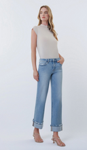Load image into Gallery viewer, Mid Rise Medium Cuffed Slim Wide Denim