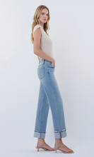 Load image into Gallery viewer, Mid Rise Medium Cuffed Slim Wide Denim