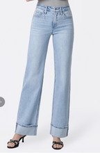 Load image into Gallery viewer, High Rise Cuffed Wide Leg Denim