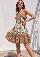 Load image into Gallery viewer, Floral Geo Printed Mini Dress - Brown
