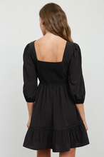Load image into Gallery viewer, Lace Trim Square Neck Mini Dress - Black