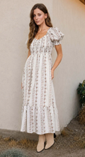 Load image into Gallery viewer, Floral Stripe Midi Dress - Brown