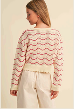 Load image into Gallery viewer, Wavy Pointelle Knit Pullover Beige Berry - Youth