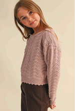 Load image into Gallery viewer, Wavy Pointelle Knit Pullover Mauve - Youth
