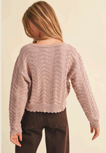 Load image into Gallery viewer, Wavy Pointelle Knit Pullover Mauve - Youth