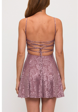 Load image into Gallery viewer, Floral Lace Up Mini Dress - Dark Lavender