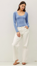 Load image into Gallery viewer, Scoop Neck Long Sleeve Top - Denim Blue