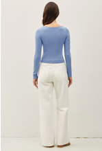 Load image into Gallery viewer, Scoop Neck Long Sleeve Top - Denim Blue