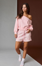 Load image into Gallery viewer, Off Shoulder Cropped Sweater - Light Pink