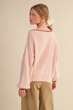 Load image into Gallery viewer, Boat Neck Triangle Stitch Sweater - Pink/Burgundy