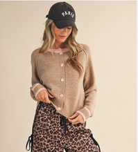 Load image into Gallery viewer, Two Tone Raglan Seam Cardigan - Pink/Beige