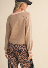 Load image into Gallery viewer, Two Tone Raglan Seam Cardigan - Pink/Beige