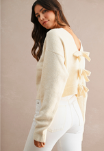 Load image into Gallery viewer, Reversible Ribbon Bow Knit Sweater - Cream