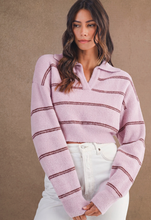 Load image into Gallery viewer, Collared Stripe Knit Top
