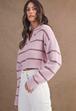Load image into Gallery viewer, Collared Stripe Knit Top