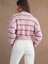 Load image into Gallery viewer, Collared Stripe Knit Top