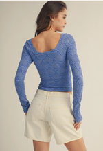 Load image into Gallery viewer, Textured Seamless Long Sleeve Top - Denim Blue