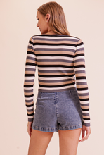 Load image into Gallery viewer, Multi Stripe Ribbed Long Sleeve