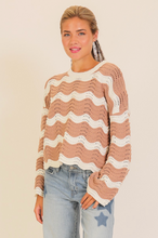 Load image into Gallery viewer, Wavy textured Knit Sweater - Taupe/White