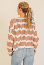 Load image into Gallery viewer, Wavy textured Knit Sweater - Taupe/White