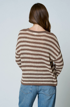 Load image into Gallery viewer, Raw Edge Split Neck Sweater - Chocolate Brown