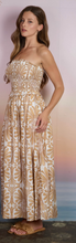 Load image into Gallery viewer, Demask Strapless Smocked Midi Dress