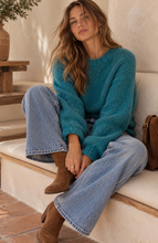 Load image into Gallery viewer, Cozy Boucle Crewneck Sweater - Teal