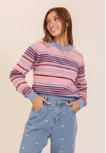 Load image into Gallery viewer, Striped Cozy Knit Sweater - Pink Blue Multi