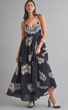 Load image into Gallery viewer, Tropical Tie Strap Maxi Dress - Navy