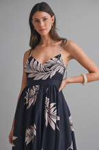 Load image into Gallery viewer, Tropical Tie Strap Maxi Dress - Navy