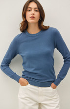 Load image into Gallery viewer, Viscose Crewneck Soft Knit Sweater - Blue
