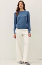 Load image into Gallery viewer, Viscose Crewneck Soft Knit Sweater - Blue